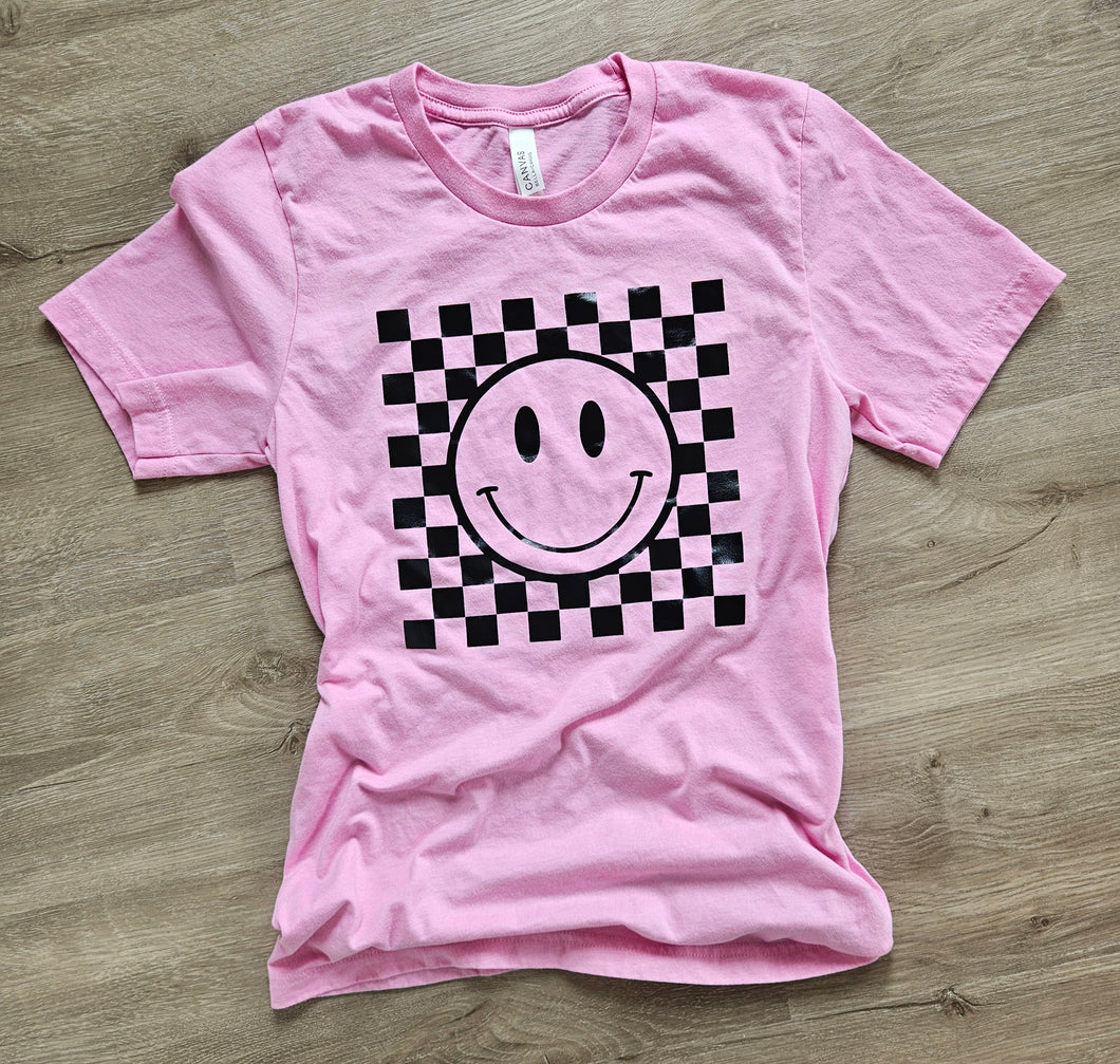 Checkered Smiley Graphic Tee