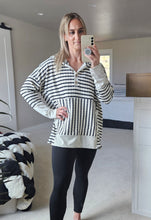 Load image into Gallery viewer, Black &amp; White Striped Hoodie
