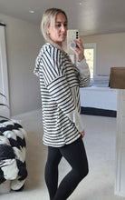 Load image into Gallery viewer, Black &amp; White Striped Hoodie
