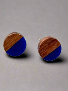 Round Stud - Wood/Resin Earrings