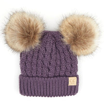 Load image into Gallery viewer, C.C Kids Double Pom Pom All Over Cable Beanie
