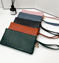 Load image into Gallery viewer, Vegan Leather Triple Zip Wrist Wallet Clutch Purse
