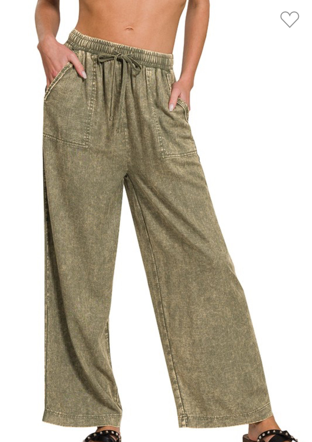 Zenana Linen Pants - Lt Olive