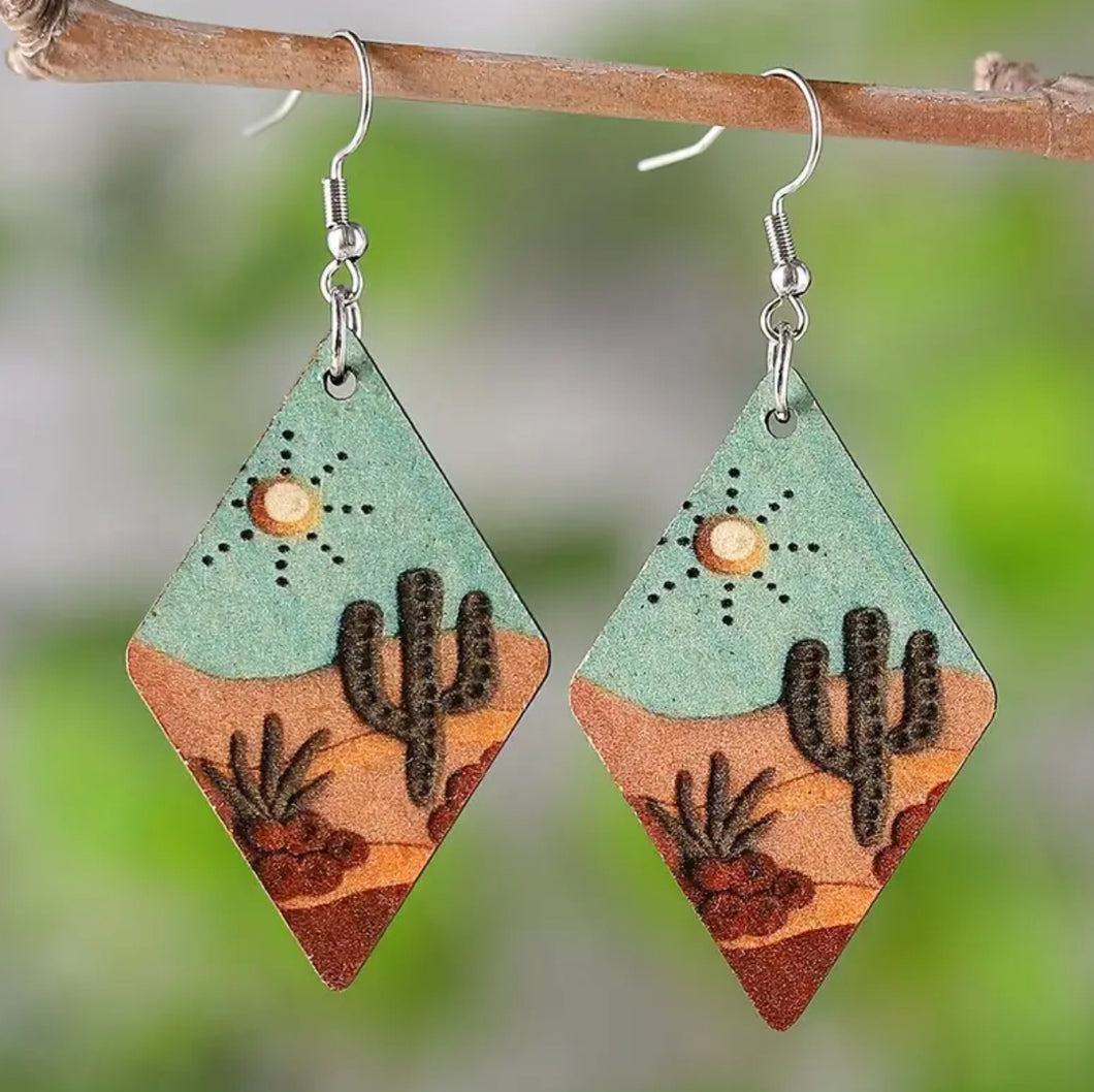 Desert Diamond - Wood Earrings