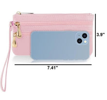 Load image into Gallery viewer, Vegan Leather Triple Zip Wrist Wallet Clutch Purse
