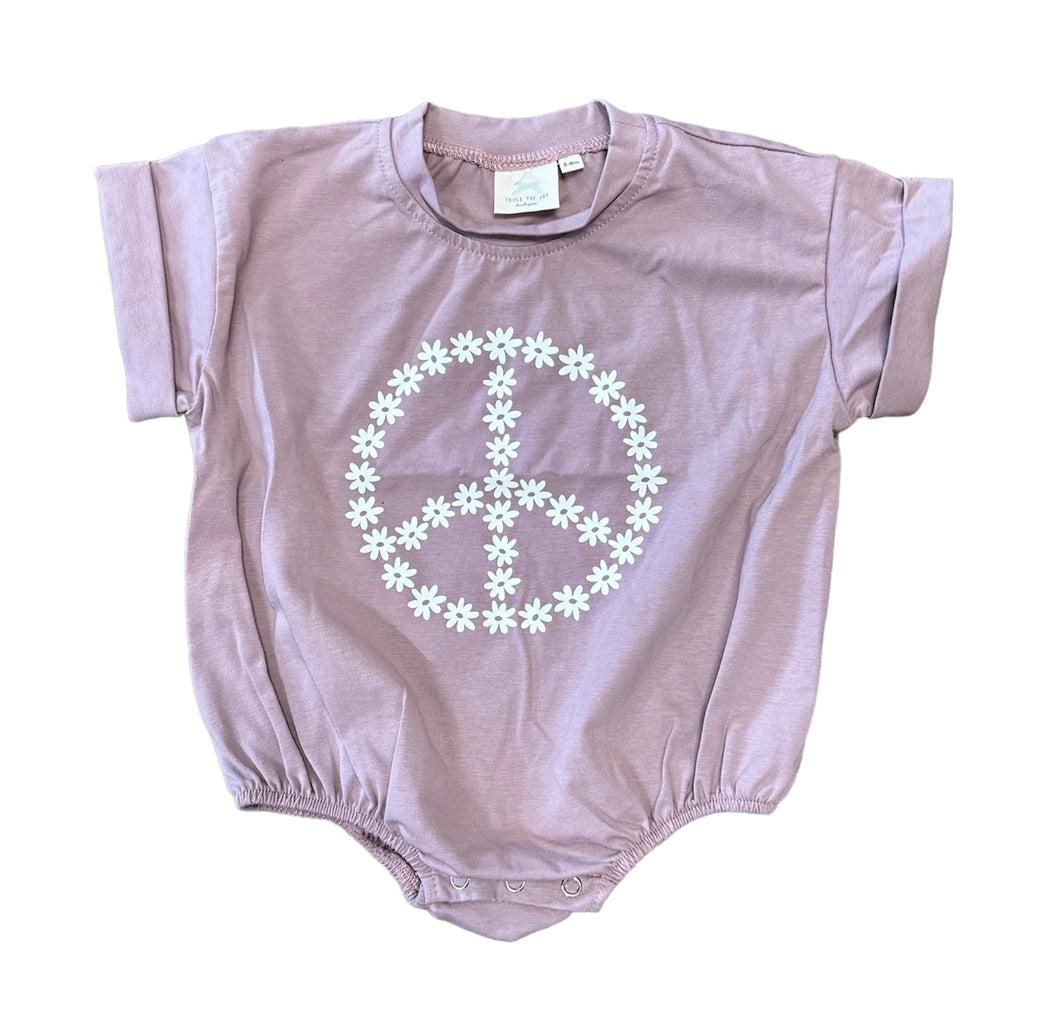 Daisy Peace Sign Bubble Romper