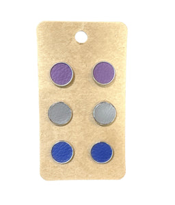 Round Leather Earrings Set of 3