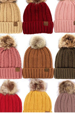 Load image into Gallery viewer, C.C Knitted Pom Pom Hat with Fuzzy Fleece Lining No
