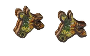 Wood Cow Stud Earrings