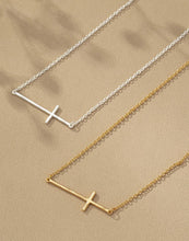 Load image into Gallery viewer, Hammered Sideways Cross Necklace
