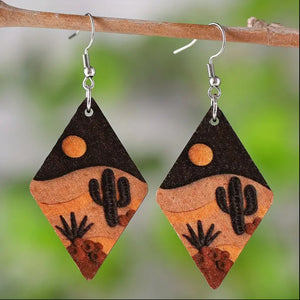 Desert Diamond - Wood Earrings