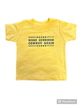 Load image into Gallery viewer, Kid’s Yellow Make Gunnison Cowboy Again T-shirt look

