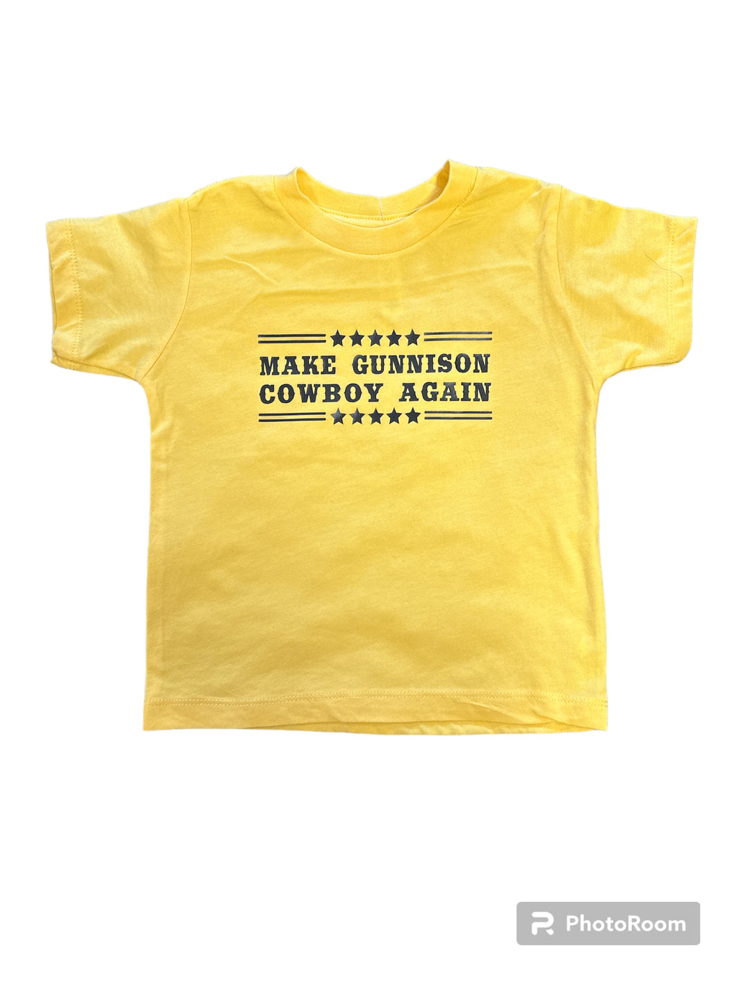 Kid’s Yellow Make Gunnison Cowboy Again T-shirt look