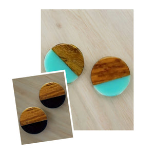 Round Stud - Wood/Resin Earrings