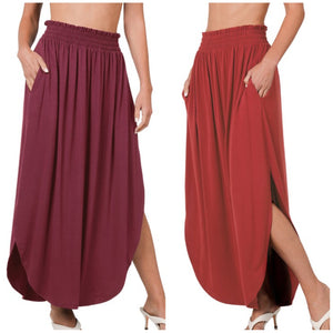 Smocked Waist Maxi Skirt