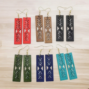 Wood Laser Cutout Earrings