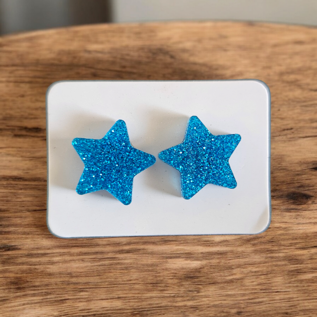 Glitter Star Stud Earrings