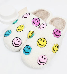 Colorful Smiley Face Fuzzy Slippers