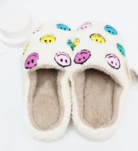 Load image into Gallery viewer, Colorful Smiley Face Fuzzy Slippers
