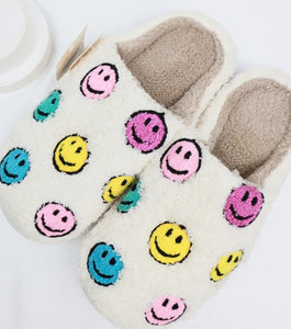 Colorful Smiley Face Fuzzy Slippers