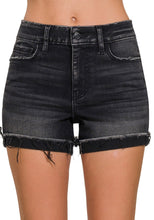 Load image into Gallery viewer, Black Cuffed Denim Shorts
