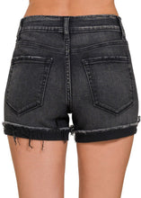 Load image into Gallery viewer, Black Cuffed Denim Shorts
