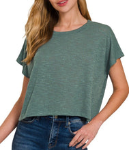 Load image into Gallery viewer, Semi-Cropped Round Neck Short Sleeve Top
