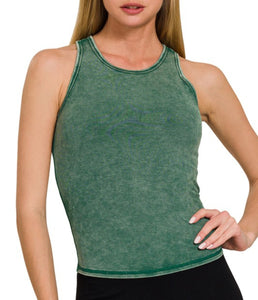 "No Bra Required" Ribbed Racer Back Tank