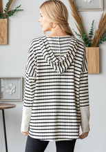 Load image into Gallery viewer, Black &amp; White Striped Hoodie
