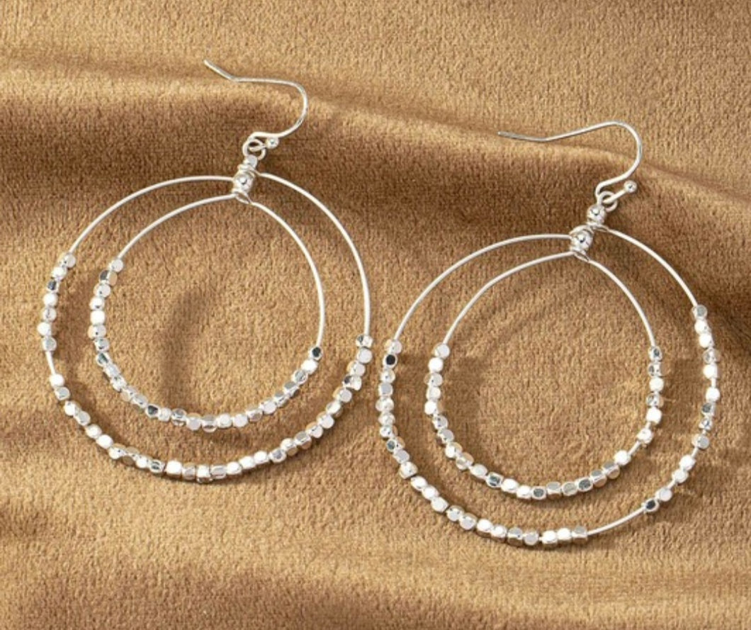 Silver Beaded Earrings