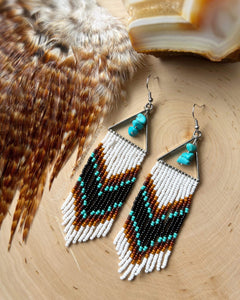 Turquoise Stone Tri Duster Earrings