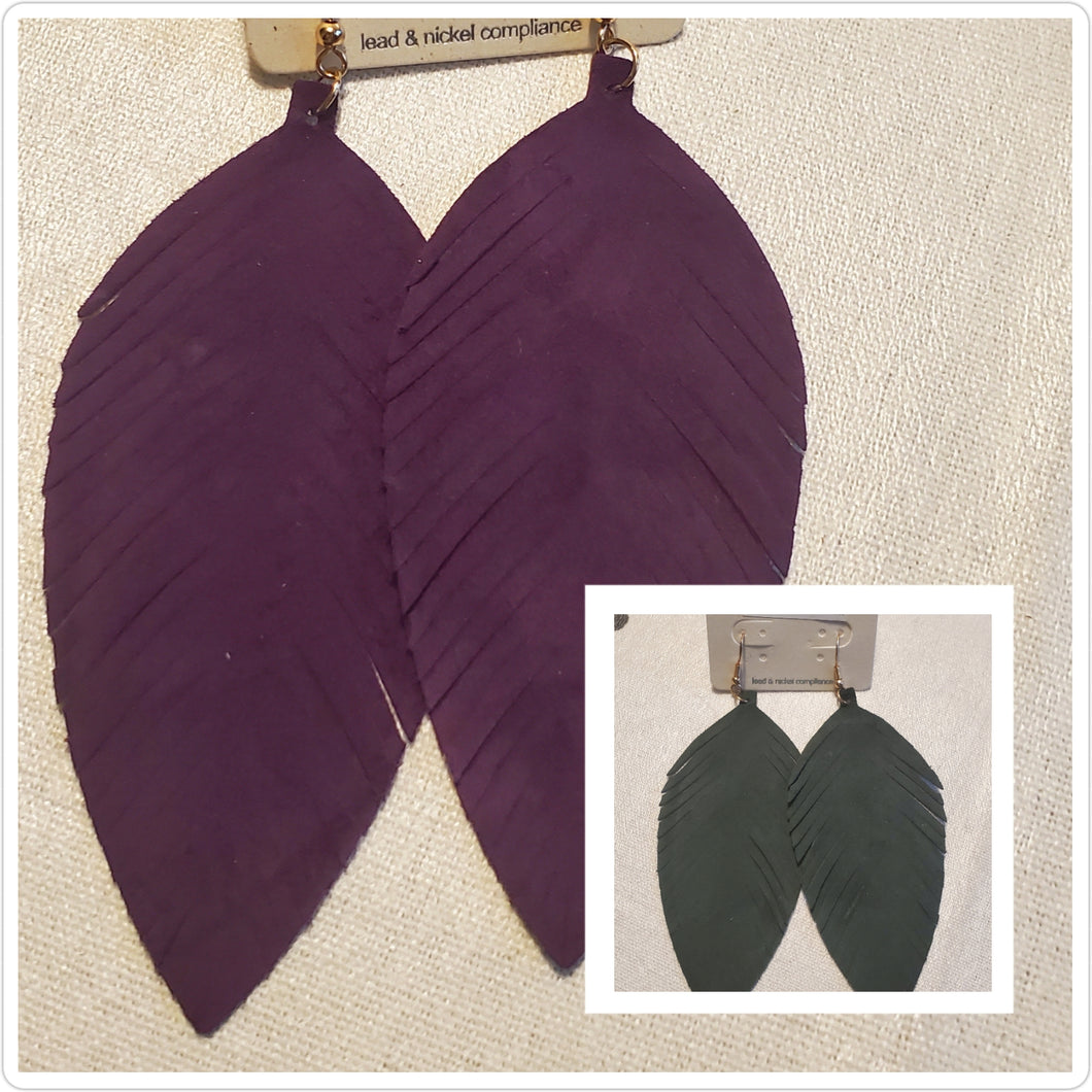 Genuine Leather Leaf Earrings