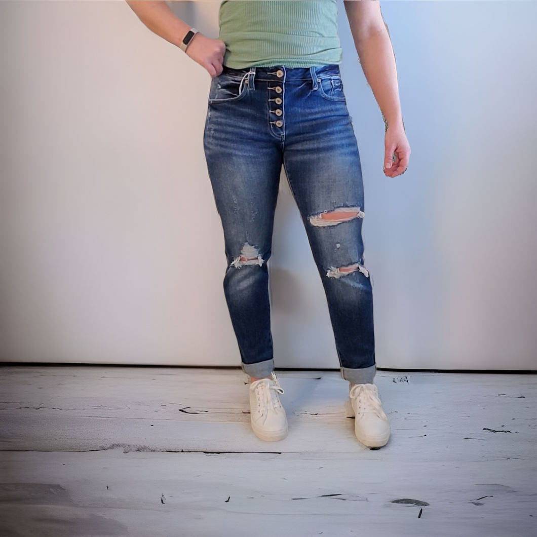 KanCan Button Fly Girlfriend Jeans