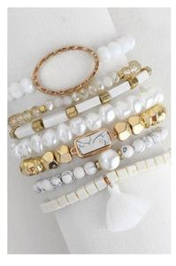 White & Gold Bracelet Set