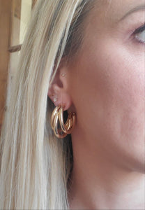Three-Hoop Gold Earrings