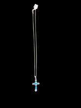 Load image into Gallery viewer, Sterling &amp; Opal Cross Necklace
