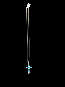 Sterling & Opal Cross Necklace