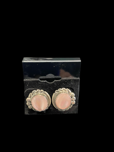 Sterling & Pink Mussel Shell Earrings