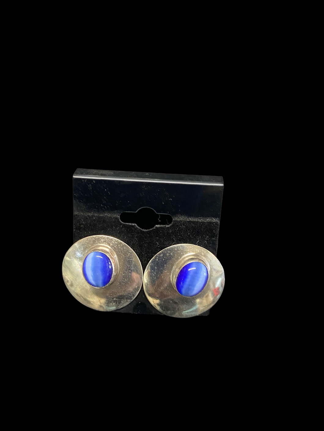 Sterling & Blue Cat Eye Earrings