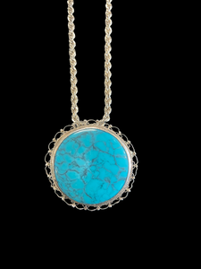 Sterling Pendant Turquoise Necklace
