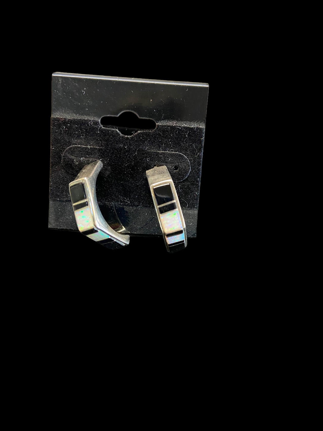 Sterling Silver Onyx Opal Earrings