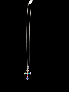 Sterling & Multi Stone Cross Necklace