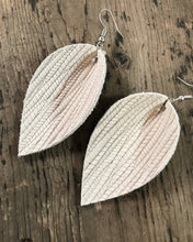 Load image into Gallery viewer, Cream Palm Leaf Textured Leather Earring
