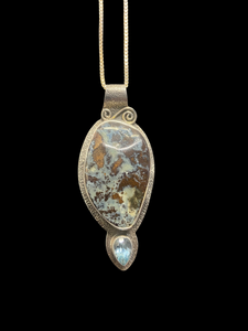 Sterling Boulder Opal & Blue Topaz Necklace