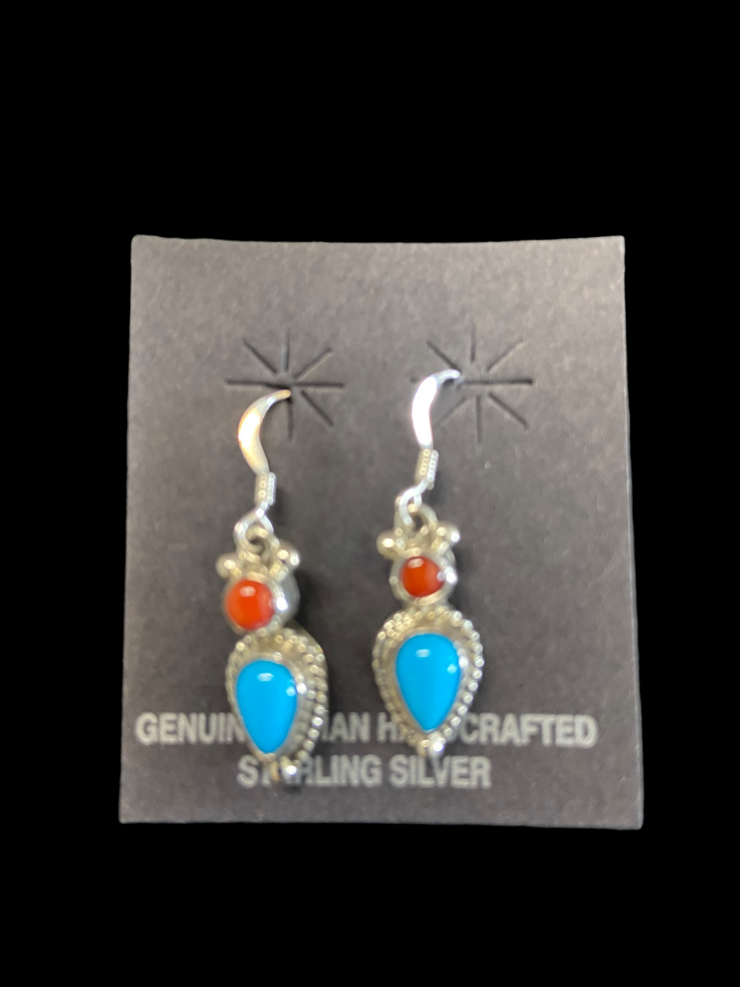 Sterling Coral & Turquoise Earrings