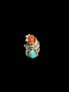 Sterling Turquoise Coral Ring
