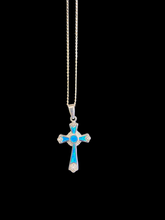 Load image into Gallery viewer, Sterling &amp; Opal Cross Necklace

