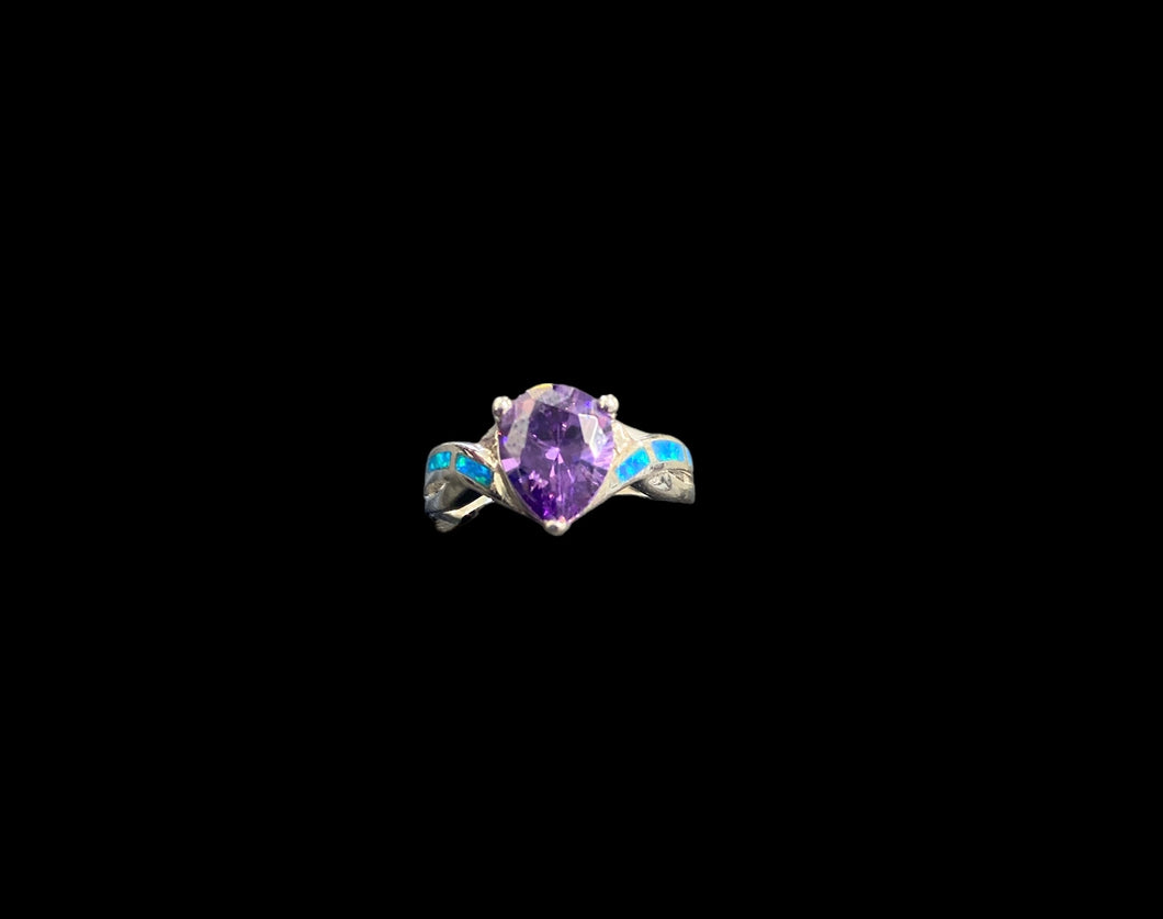 Sterling Amethyst Opal Ring